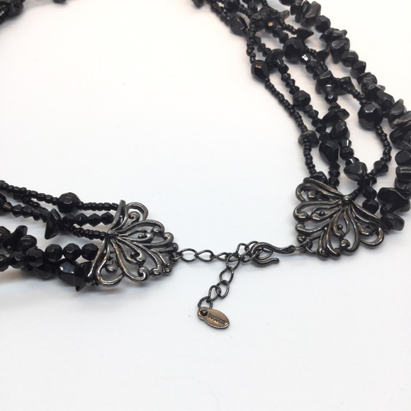 3/$30 VINTAGE MONET BLACK BEAD NECKLACE MULTI-STRAND LAYER RETRO ANTIQUE STYLE - Picture 8 of 10